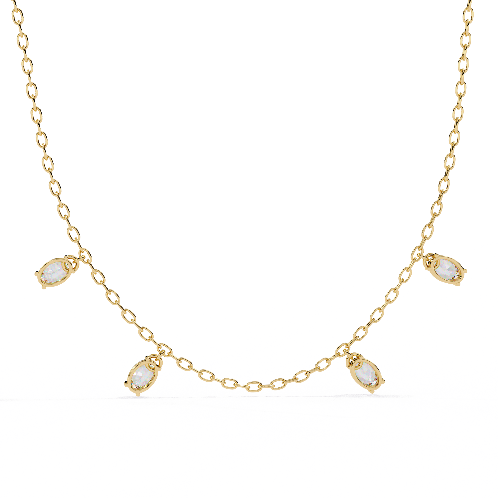 Solitairekart 1.45ct Four Bezel Set Oval Cut Natural Diamond Necklace-HI Color, VS-SI Clarity